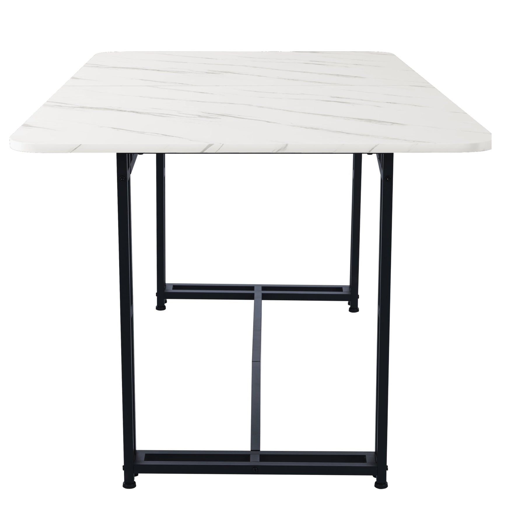 Lightweight Luxury Dining Table, 140x80cm Rectangular Metal Frame, Black