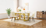 Lightweight Luxury Dining Table 120x70cm Rectangular Modern Metal Frame Golden Legs