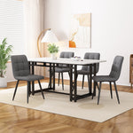 Dining Table Set 5-Piece 120x70cm Modern Kitchen Dark Grey Linen Black