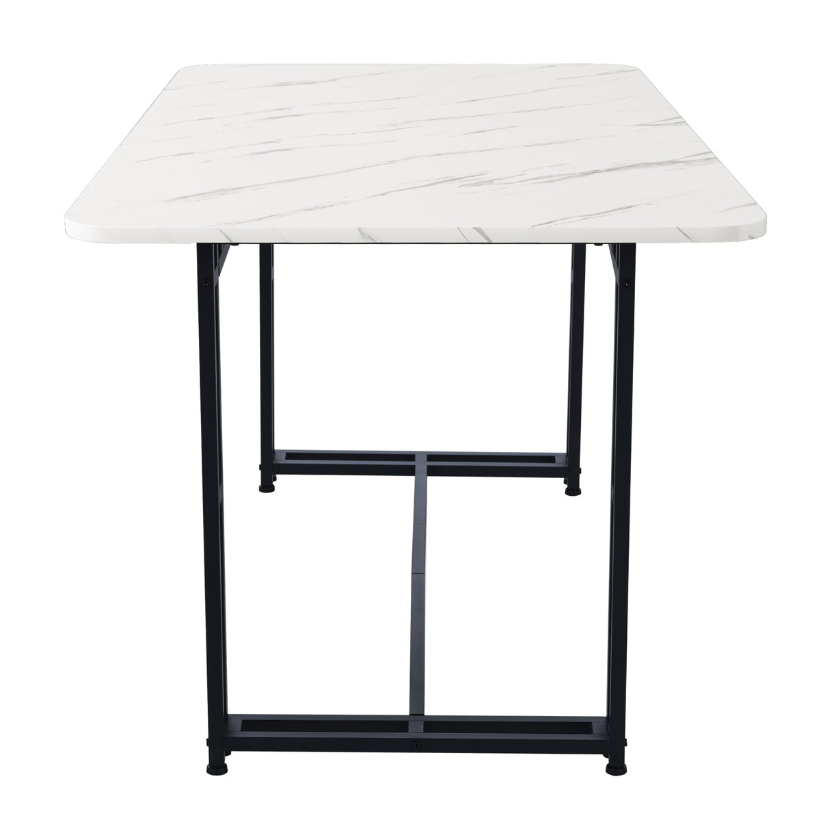 Dining Table 120x70cm Lightweight Luxury Rectangular Metal Frame Black