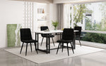 Dining Set (5-Piece) Modern Kitchen Table 140x80cm with Black Velvet Chairs, Black Iron