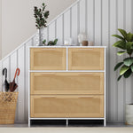 4-drawer rattan cabinet with solid wood handles