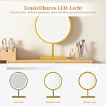 Dressing table set, cosmetic table with LED mirror and 3-color lighting, wooden
