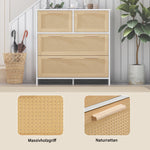 4-drawer rattan cabinet with solid wood handles