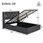 Hydraulic Double Upholstered Bed 160x200cm with Storage, Grey Cotton