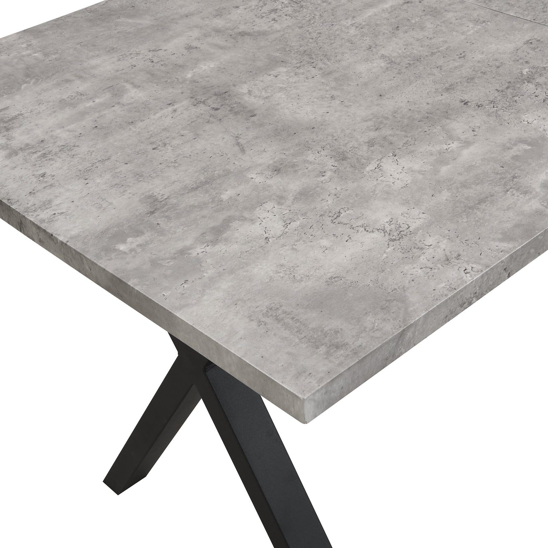 Dining Table Rectangular 140x80cm Crossed Legs Wrought Iron - Concrete Look/Black