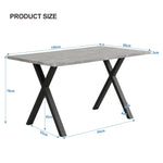 Dining Table Rectangular 140x80cm Crossed Legs Wrought Iron - Concrete Look/Black