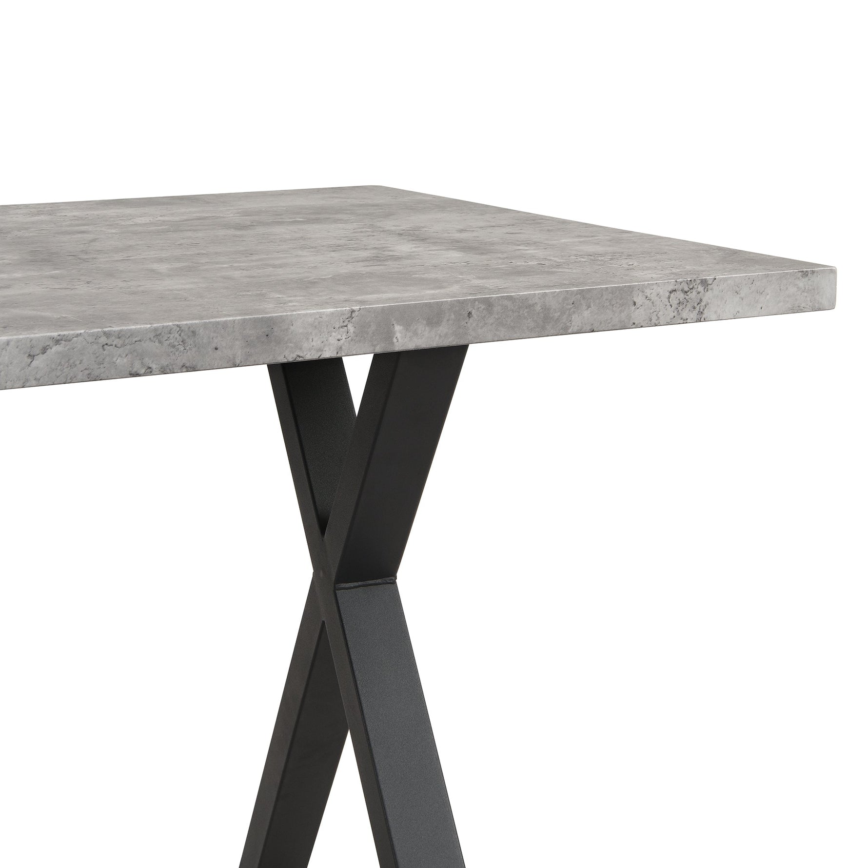 Dining Table Rectangular 140x80cm Crossed Legs Wrought Iron - Concrete Look/Black