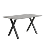 Dining Table Rectangular 140x80cm Crossed Legs Wrought Iron - Concrete Look/Black