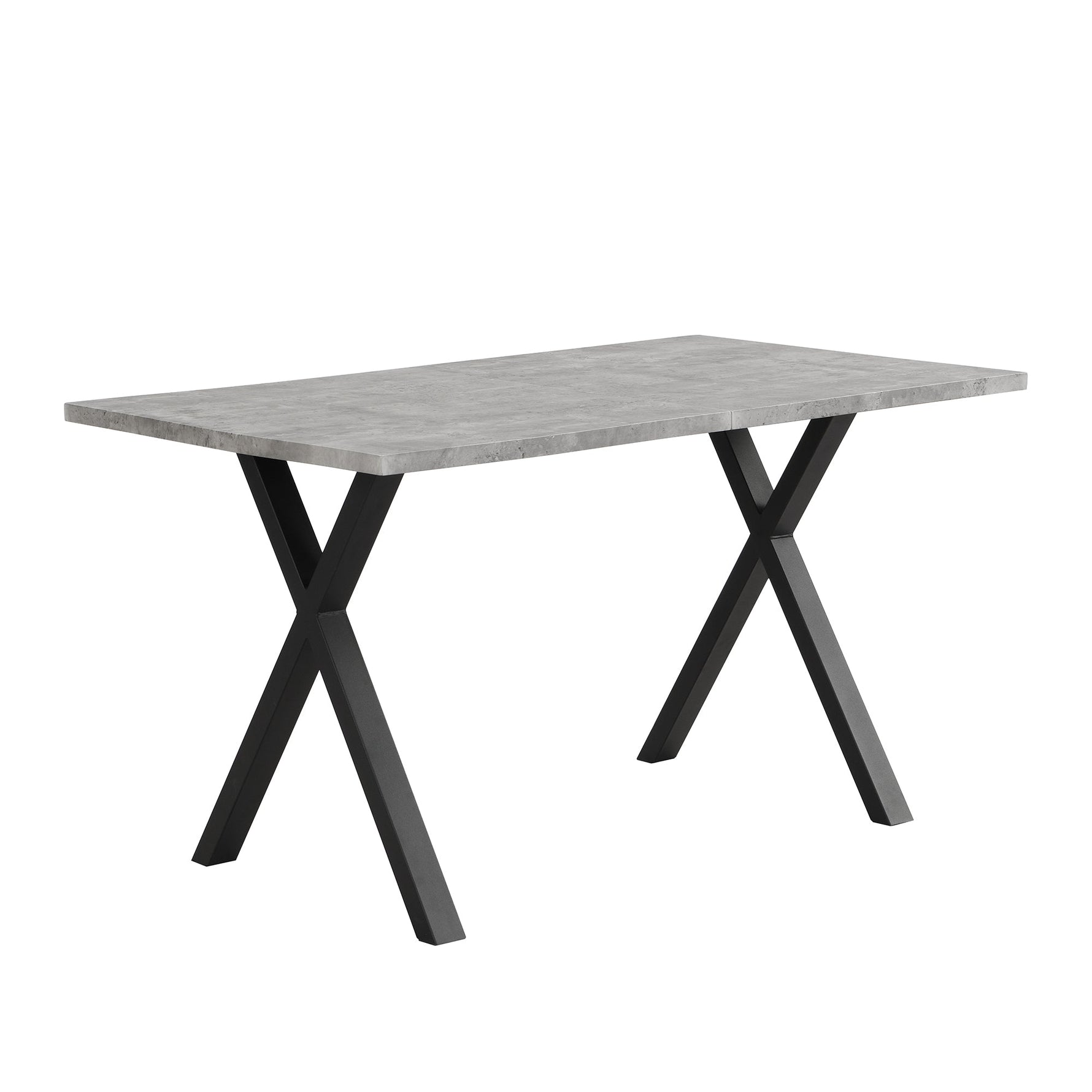 Dining Table Rectangular 140x80cm Crossed Legs Wrought Iron - Concrete Look/Black