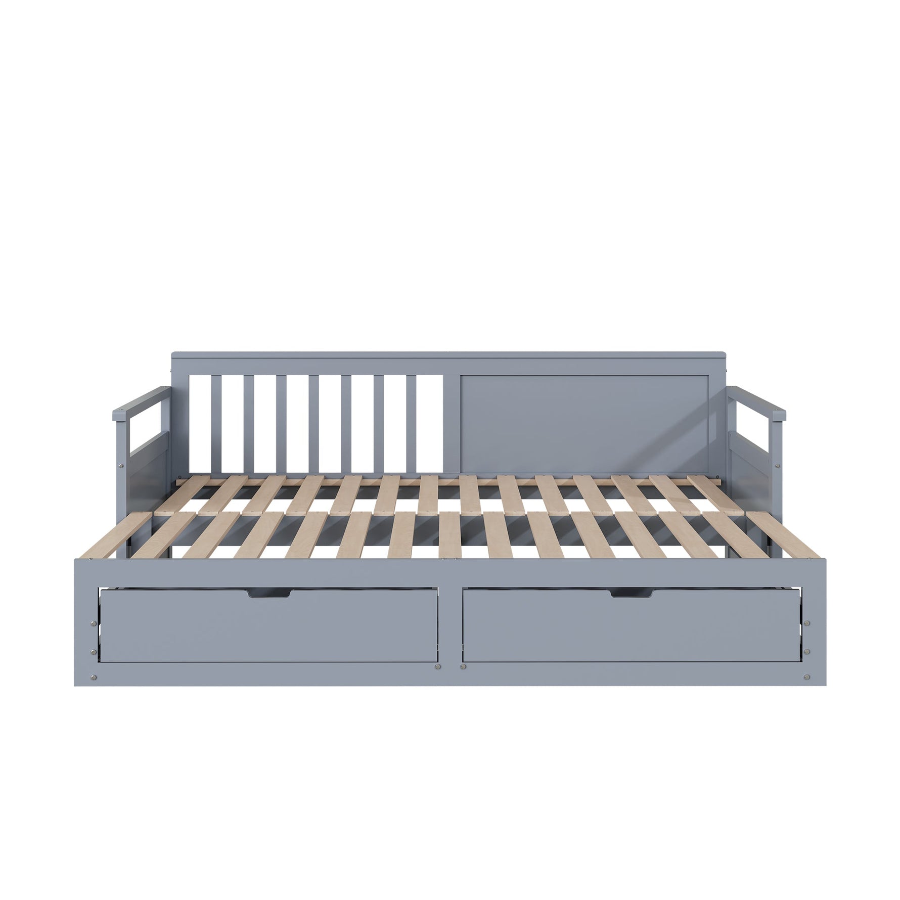 Day Bed, Multifunctional Two-in-One with Drawers, Pull-Out, Pine, Grey