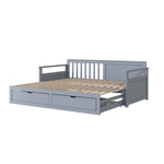 Day Bed, Multifunctional Two-in-One with Drawers, Pull-Out, Pine, Grey