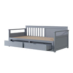 Day Bed, Multifunctional Two-in-One with Drawers, Pull-Out, Pine, Grey