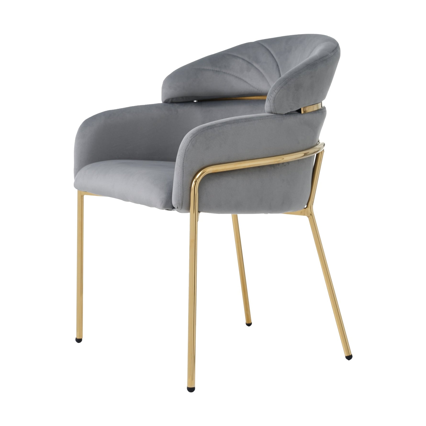 Dining Chair Set of 2, Leisure Chair with Metal Legs, Grey Velvet