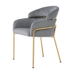 Dining Chair Light Luxury Leisure Metal Legs Velvet Grey
