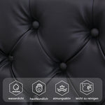 Upholstered Bed 140x190cm Hydraulic Storage Slatted Base LED Light Black PU