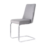 Velvet Dining Chair Set of 6, Diamond Back Design with Silver Metal Legs, Grey Velvet
