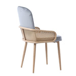 Velvet Dining Chair Set of 4, Rattan Design Metal Legs Wood Grain Effect, Grey
