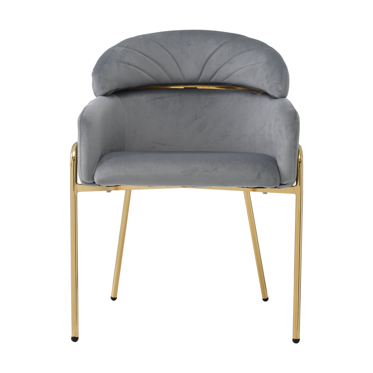 Dining Chair Set of 4, Leisure Chair with Metal Legs, Grey Velvet