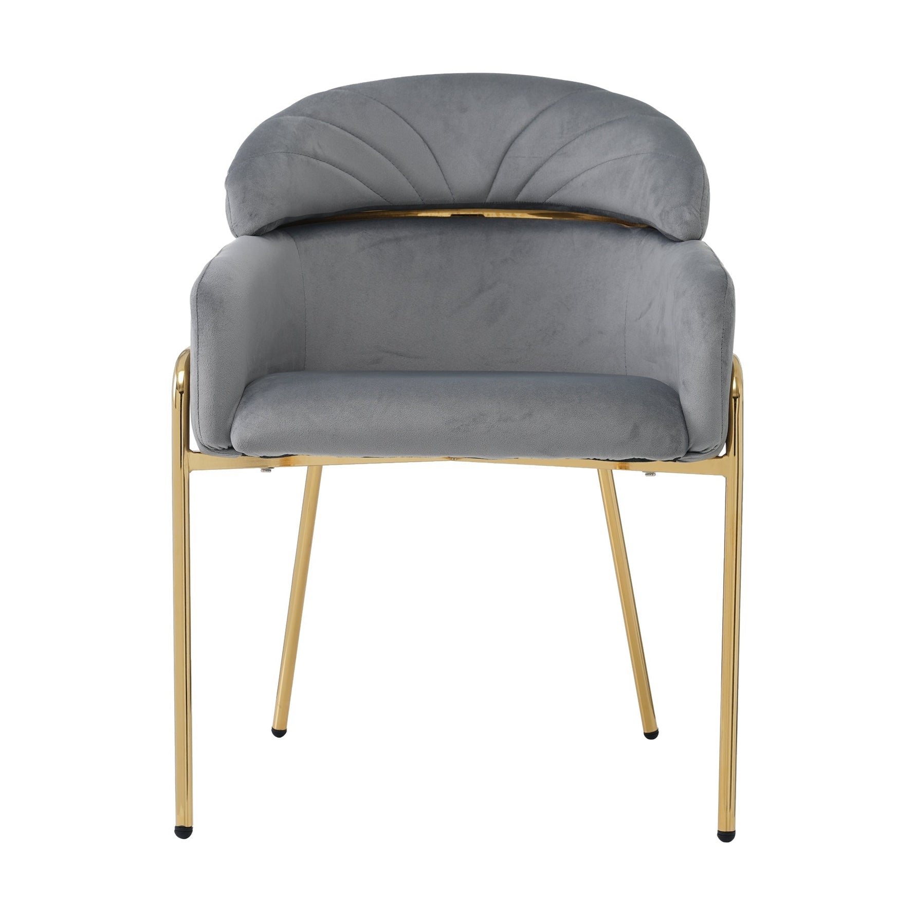 Dining Chair Set of 2, Leisure Chair with Metal Legs, Grey Velvet