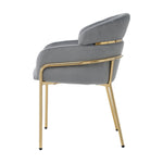 Dining Chair Light Luxury Leisure Metal Legs Velvet Grey