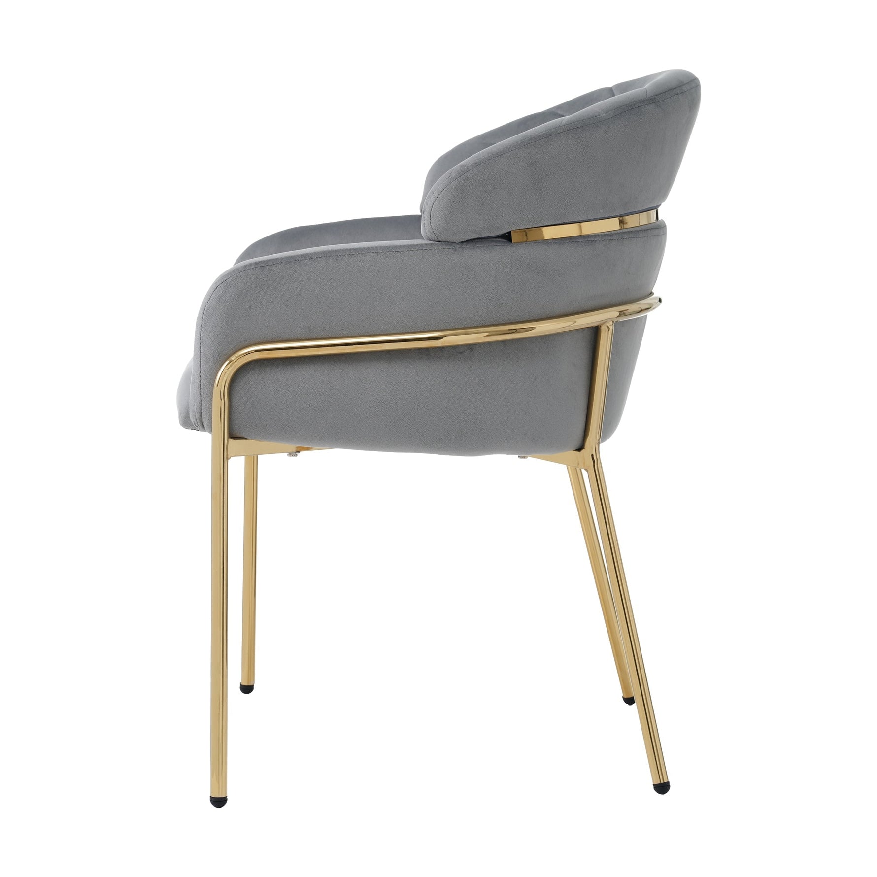 Dining Chair Light Luxury Leisure Metal Legs Velvet Grey