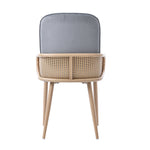 Velvet Dining Chair Set of 4, Rattan Design Metal Legs Wood Grain Effect, Grey