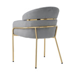 Dining Chair Set of 2, Leisure Chair with Metal Legs, Grey Velvet
