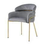 Dining Chair Light Luxury Leisure Metal Legs Velvet Grey