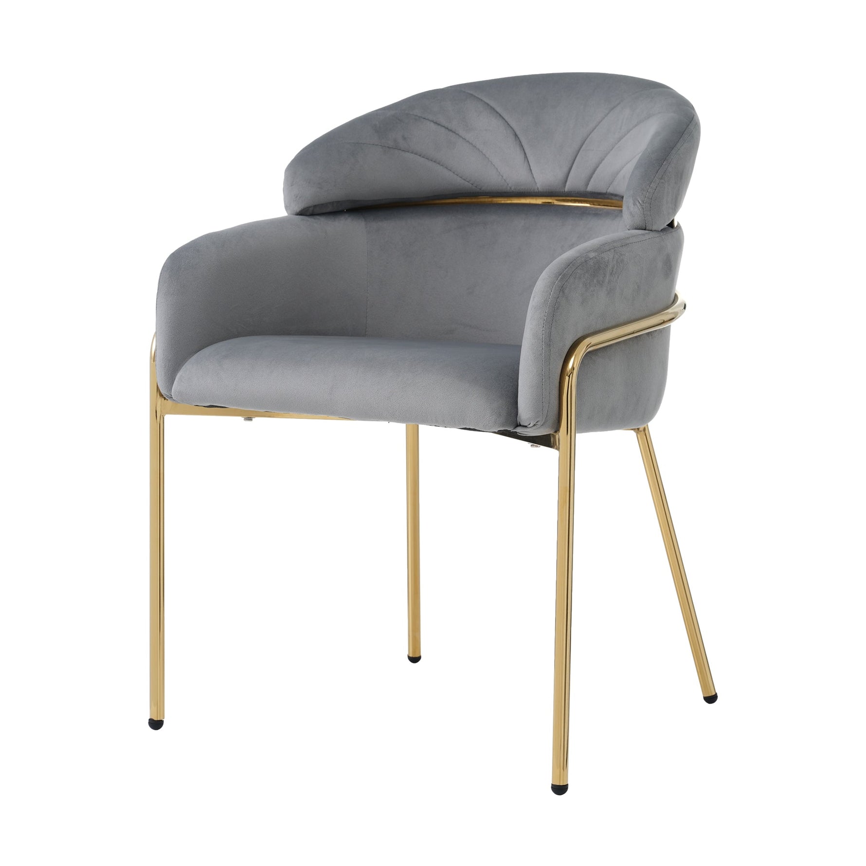 Dining Chair Light Luxury Leisure Metal Legs Velvet Grey