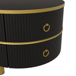 2-in-1 Round Coffee Table/Side Table, 2 Drawers, Glossy/Marble Top, MDF