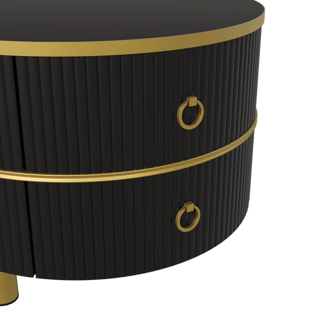 2-in-1 Round Coffee Table/Side Table, 2 Drawers, Glossy/Marble Top, MDF