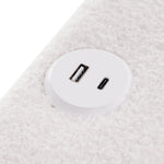 Bed Frame, USB-C LED Storage, Adjustable Headboard, Sherpa White