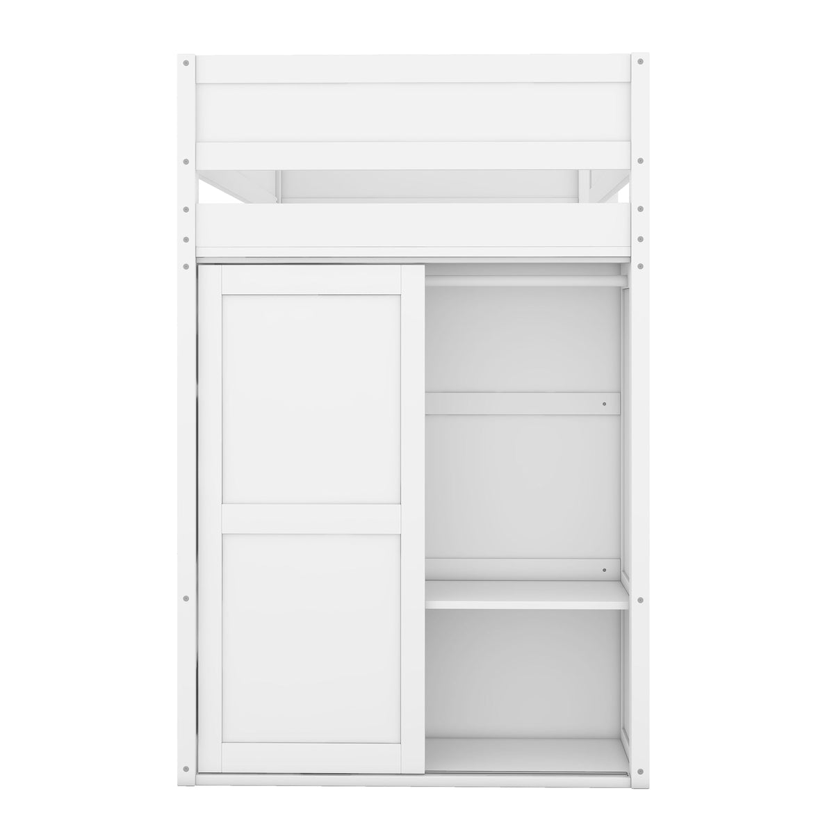 Loft Bed 90x200cm with Desk Wardrobe Drawers - White