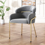 Dining Chair Set of 2, Leisure Chair with Metal Legs, Grey Velvet