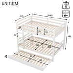 Bunk Bed 140x200cm Pull-Out Bed Sturdy Stairs - White