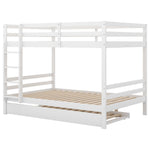 Bunk Bed 140x200cm Pull-Out Bed Sturdy Stairs - White