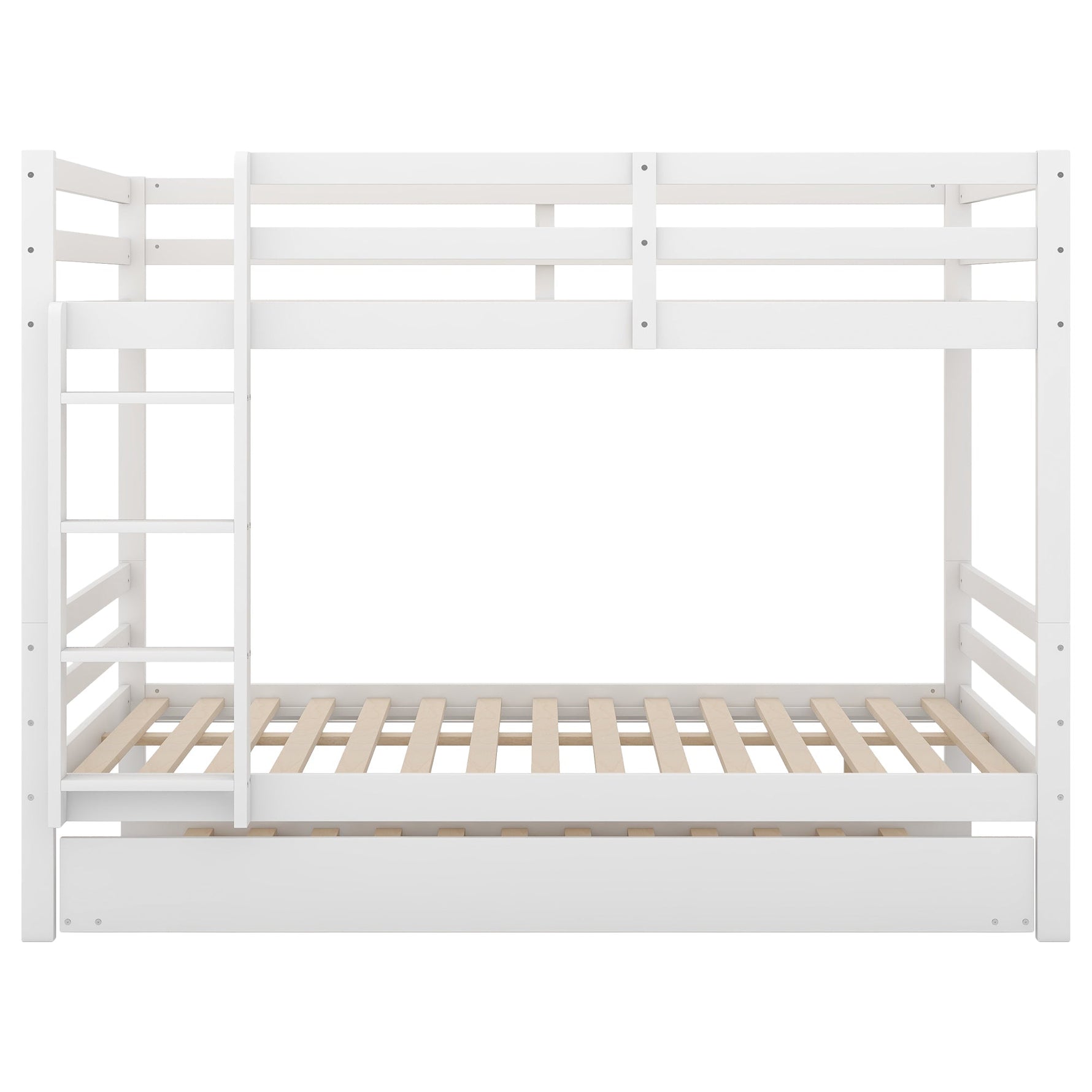 Bunk Bed 140x200cm Pull-Out Bed Sturdy Stairs - White
