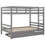 Bunk Bed 140x200cm Pull-Out Bed Stairs High Railings - Grey