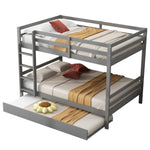 Bunk Bed 140x200cm Pull-Out Bed Stairs High Railings - Grey