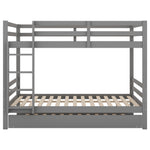 Bunk Bed 140x200cm Pull-Out Bed Stairs High Railings - Grey