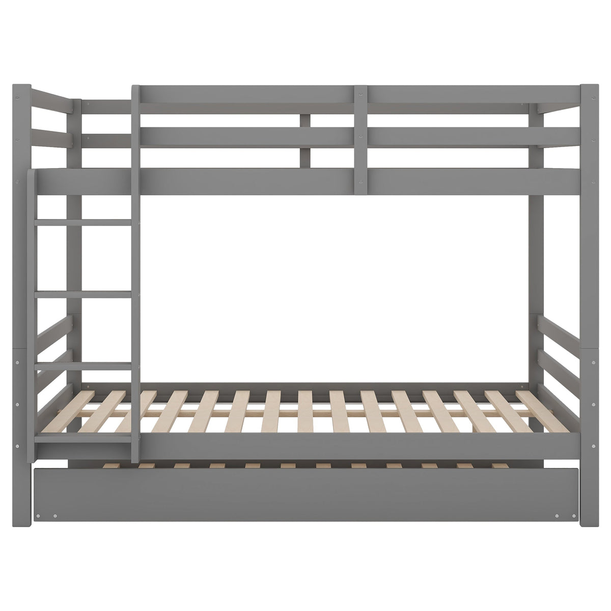 Bunk Bed 140x200cm Pull-Out Bed Stairs High Railings - Grey