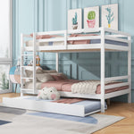 Bunk Bed 140x200cm Pull-Out Bed Sturdy Stairs - White