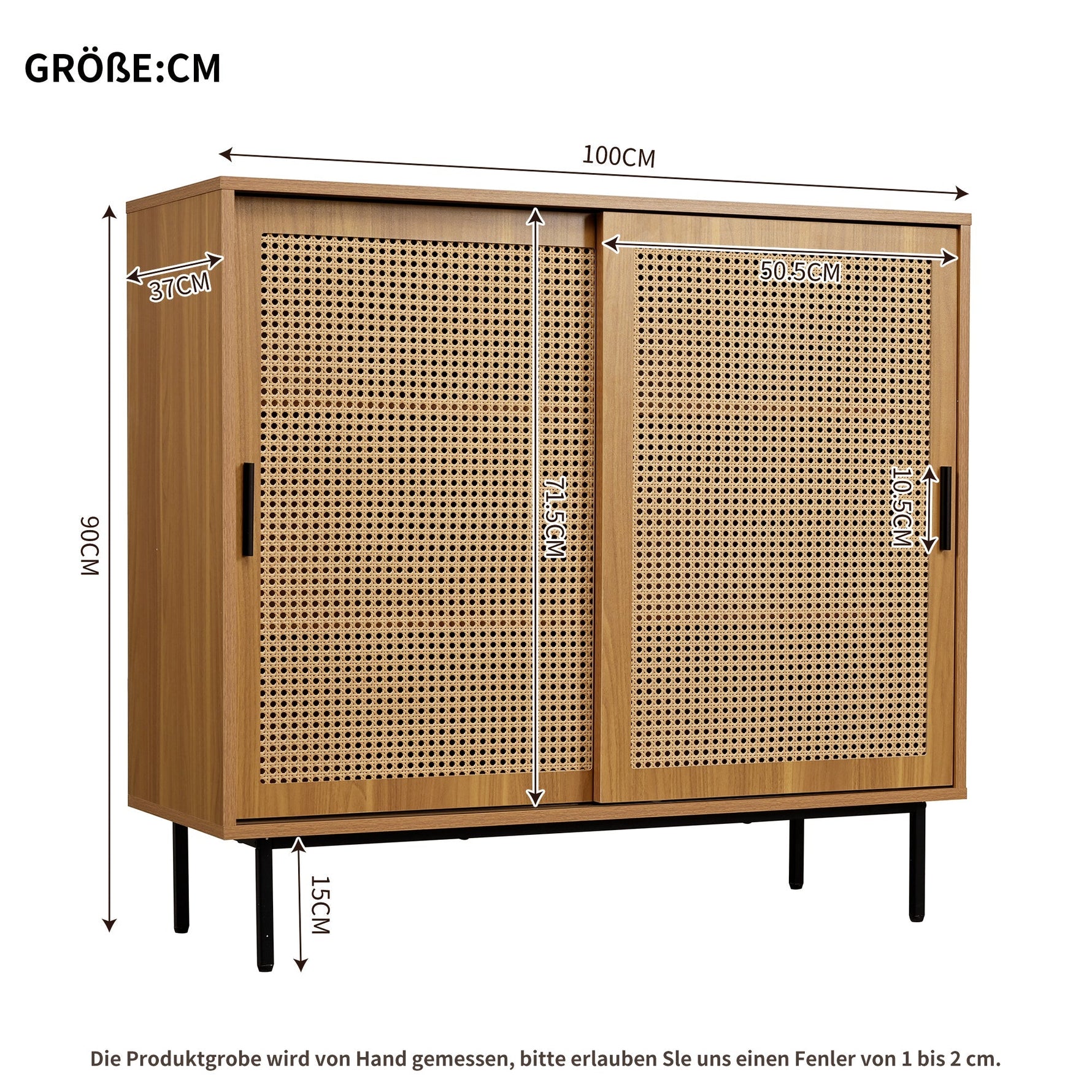 Sideboard kitchen cabinet, chest of drawers with 2 sliding doors and adjustable shelf