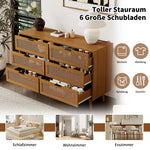 Chest of drawers 6 drawers with metal handles made of wood