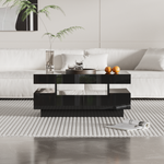 Coffee table, high-gloss with LED light, four drawers, large storage space