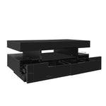 Coffee table, high-gloss with LED light, four drawers, large storage space