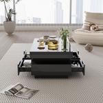 Coffee table, high-gloss with LED light, four drawers, large storage space