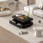 Coffee table, high-gloss with LED light, four drawers, large storage space