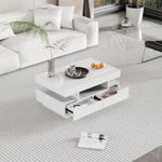 Coffee table high-gloss surface, LED light, four drawers, large storage space